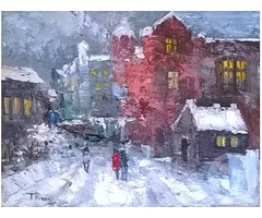 Картина  «Город зимой. Вечер»
